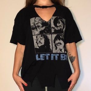 Distressed Style Beatles Oversized T- Shirt